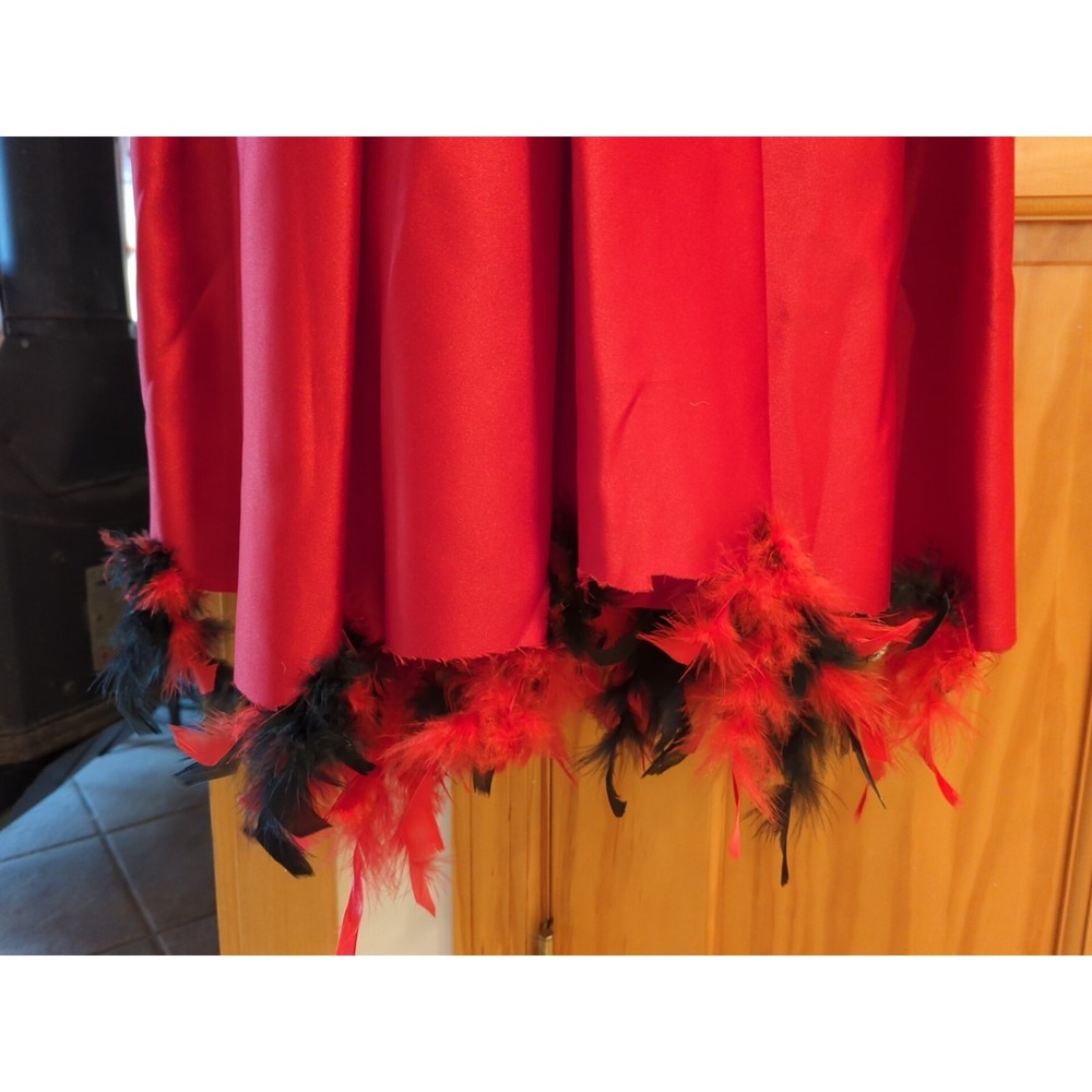 Vintage Loralie Party Prom Dress Size 8 Red Silk With Red‎ & Black Feathers - Picture 2 of 16